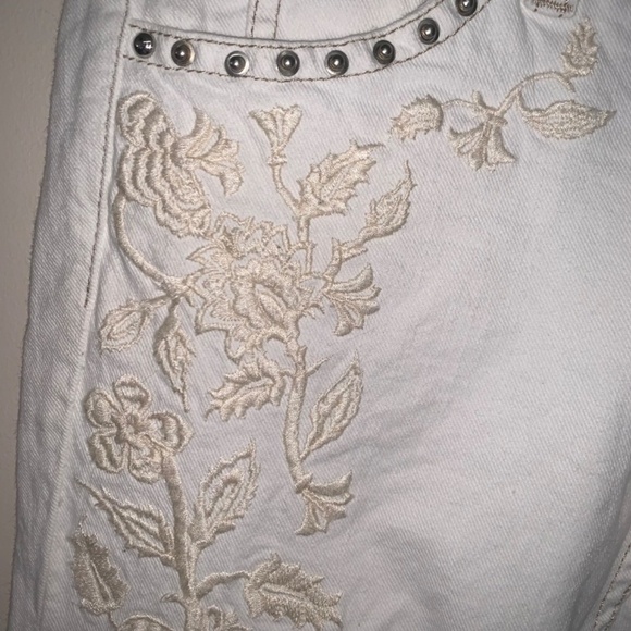 Isabel Marant Embroidered Studded Skinny Low Rise Cream Jeans 38 - Picture 9 of 14